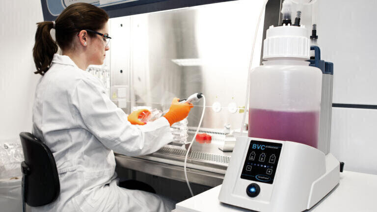 Liquid aspiration in biosafety cabinets